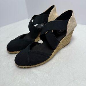 Lauren Ralph Lauren Black and Beige Espadrille Sandals